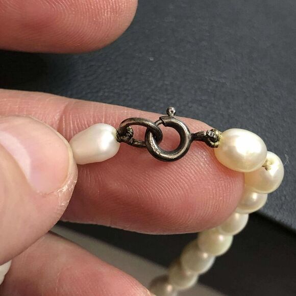 1940 sterling silver freshwater pearl Bracelet 7.5" - Picture 2 of 2